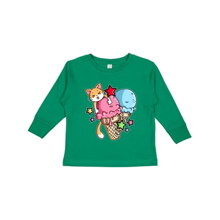 

Inktastic Ice Cream Cones with Orange Cat and Stars Gift Toddler Boy or Toddler Girl Long Sleeve T-Shirt