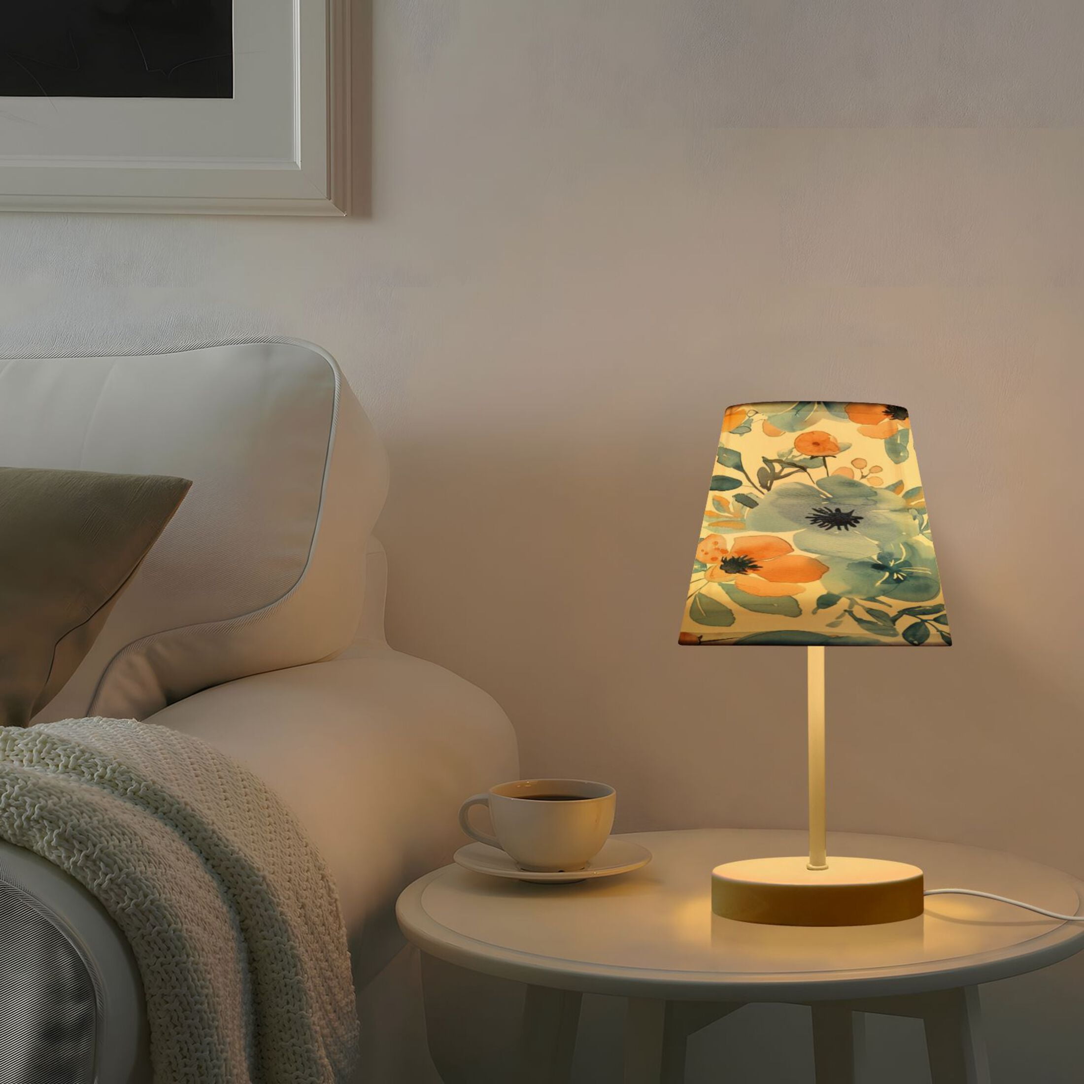 Ryvnso LED Bedside Table Lamp Oil Pattern Flower Bedroom Desk Lamps Nightstand Lampshade S