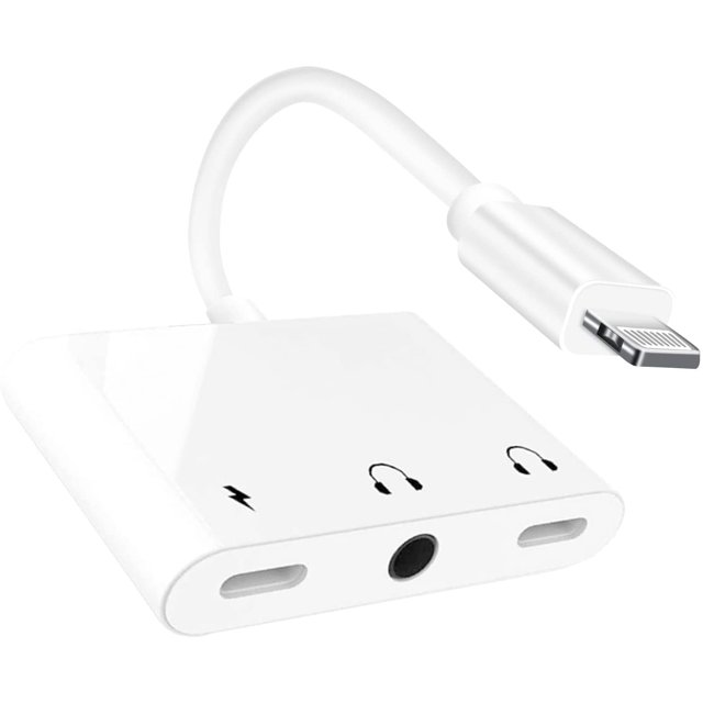 Headphone Adapter for iPhone,3 in 1 Dual 3.5mm Audio Stereo Splitter