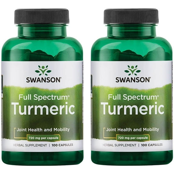 Swanson Turmeric Curcumin Antioxidant Joint Health Cardiovascular Liver Detox Mood and Memory Support Supplement Curcuma longa (rhizome) 1.44 grams (1440 mg) 100 Capsules (2 Pack)