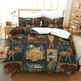 thumbnail image 1 of LAICAIW Rustic Cottage Quilt Set, Wild Elk and Southwest Tribal Pattern, 3-Piece, Double, Brown, 1 of 7