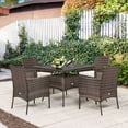 thumbnail image 1 of Costway 5PCS Patio Rattan Dining Furniture Set Armrest Sofa Chair Glass Table, 1 of 10