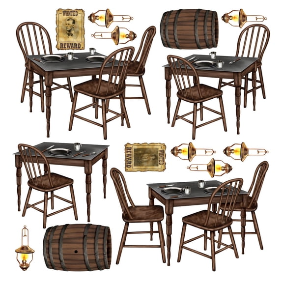 Party Central Club Pack of 180 Brown and Gray Western Saloon Table Wall Decors 39"