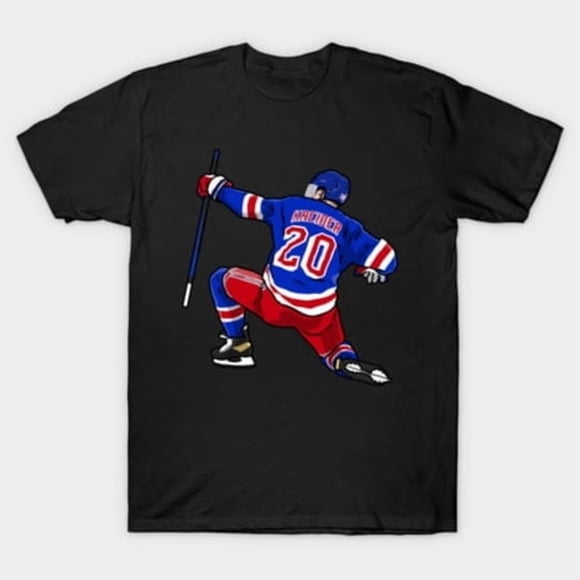 Célébration du Joueur de Hockey Numéro 20 - T-Shirt Unisexe de Hockey sur Glace Bleu et Rouge G1000, Tailles jusqu'à 5TG