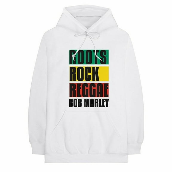 Men's Bob Marley RRR Block Hoodie Hooded Sweatshirt X-Large White