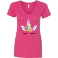 thumbnail image 3 of Inktastic Unicorn Face Women's V-Neck T-Shirt, 3 of 5