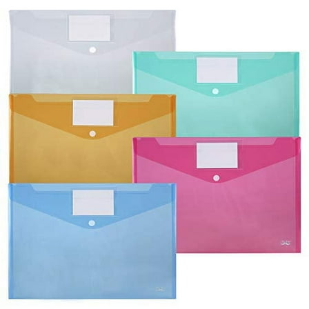 Mr Pen Plastic Envelopes Snap Letter  Box A4 Multicolor, 10 Pack