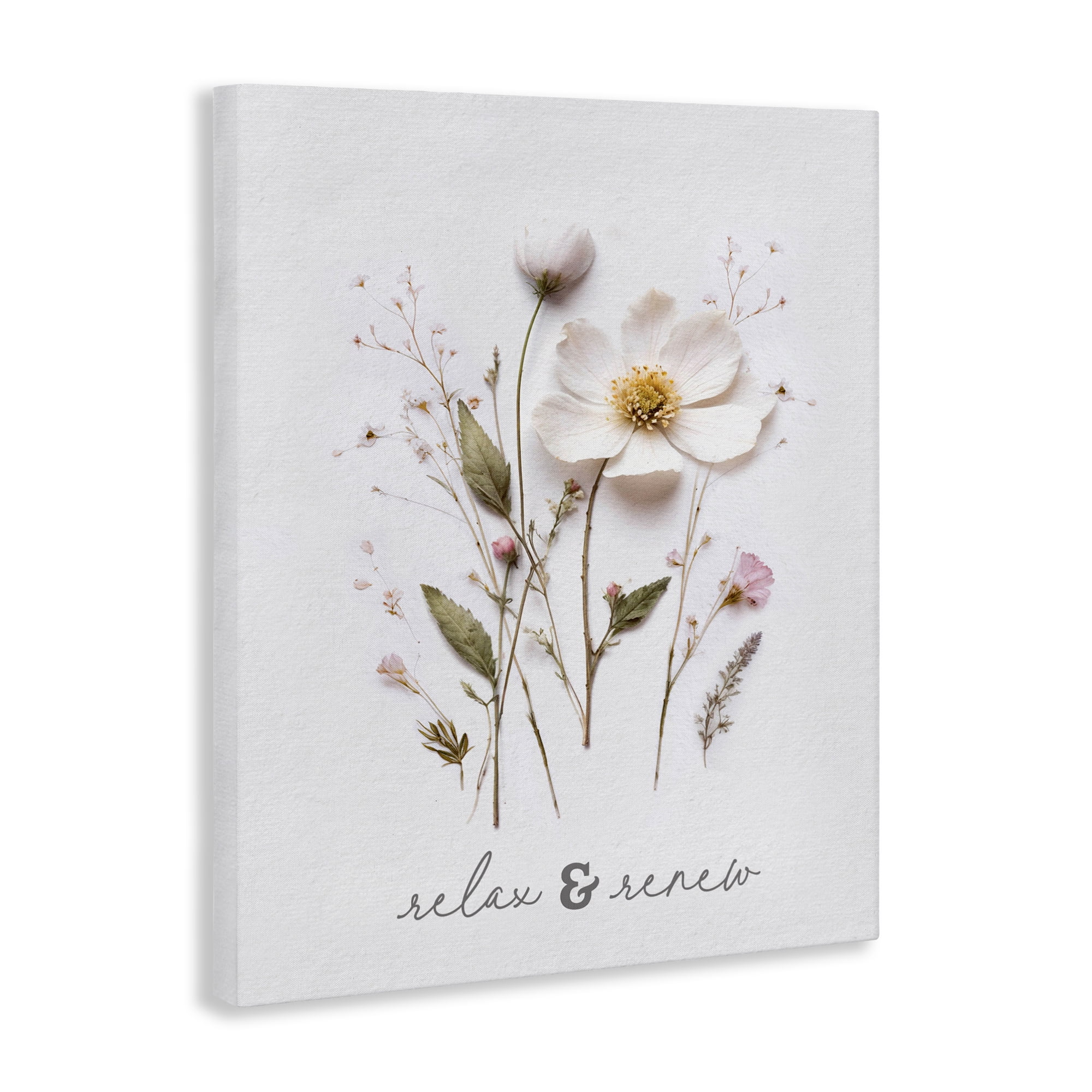 Pressed Flower Relax & Renew Canvas Wall Art, design by Lettered and Lined