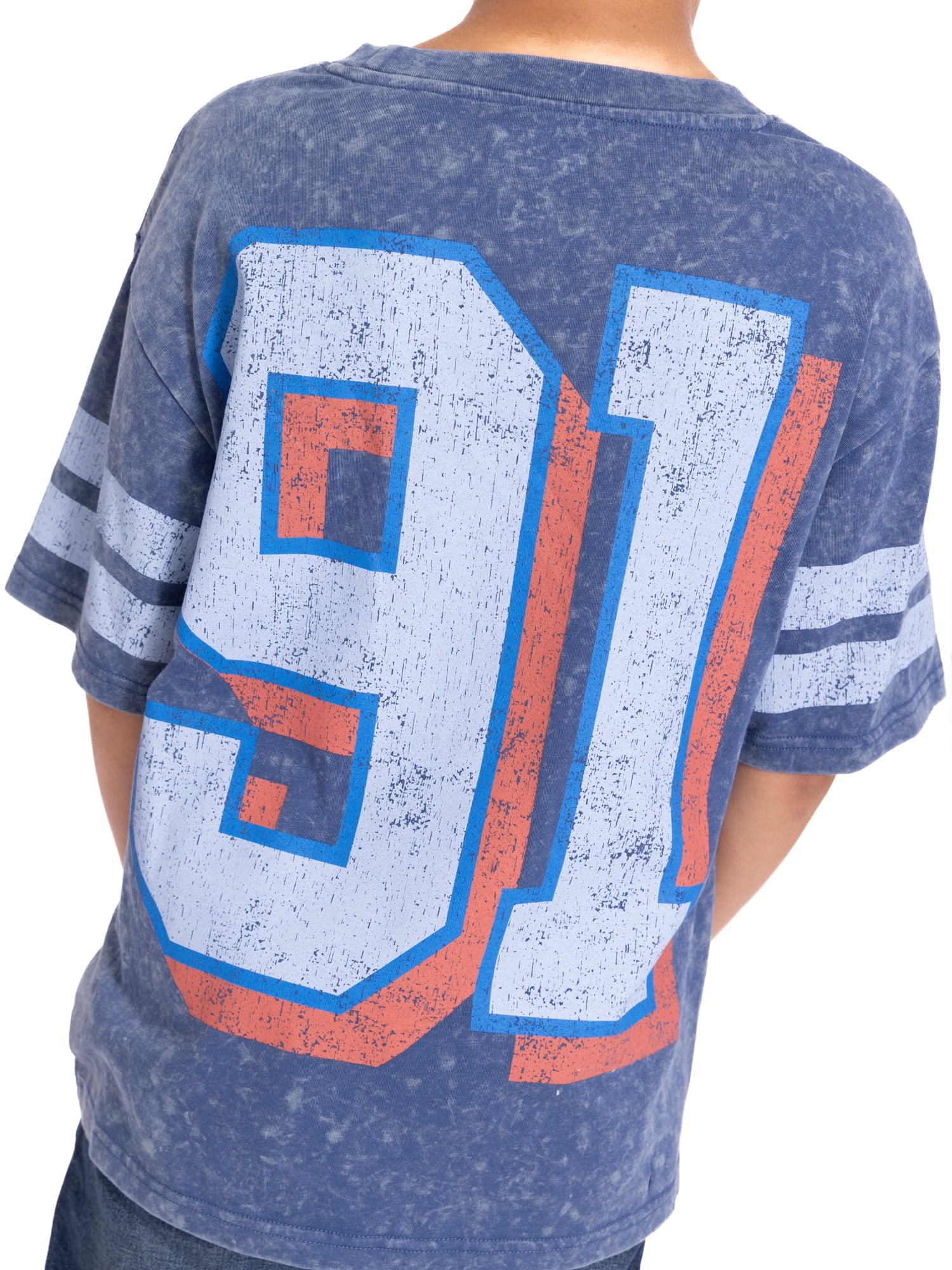 Sonic the Hedgehog Boys Mineral Washed Graphic Football Tee with Short Sleeves, Sizes 4-18