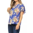 thumbnail image 2 of Women's Casual Floral Flowy Short Sleeve Round Neck Key Hole Tee Blouse Top, 2 of 6