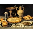 thumbnail image 2 of Peeters, Clara 14x12 Black Ornate Wood Framed with Double Matting Museum Art Print Titled - Still life with a tart- roast chicken- bread- rice and olives, 2 of 4
