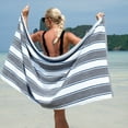 thumbnail image 4 of Aston & Arden Luxury Beach Towel, Oversized 35x70 in., Ultra Soft and Plush, Thick 600 GSM, Grey and Navy Pinstripes, 4 of 4