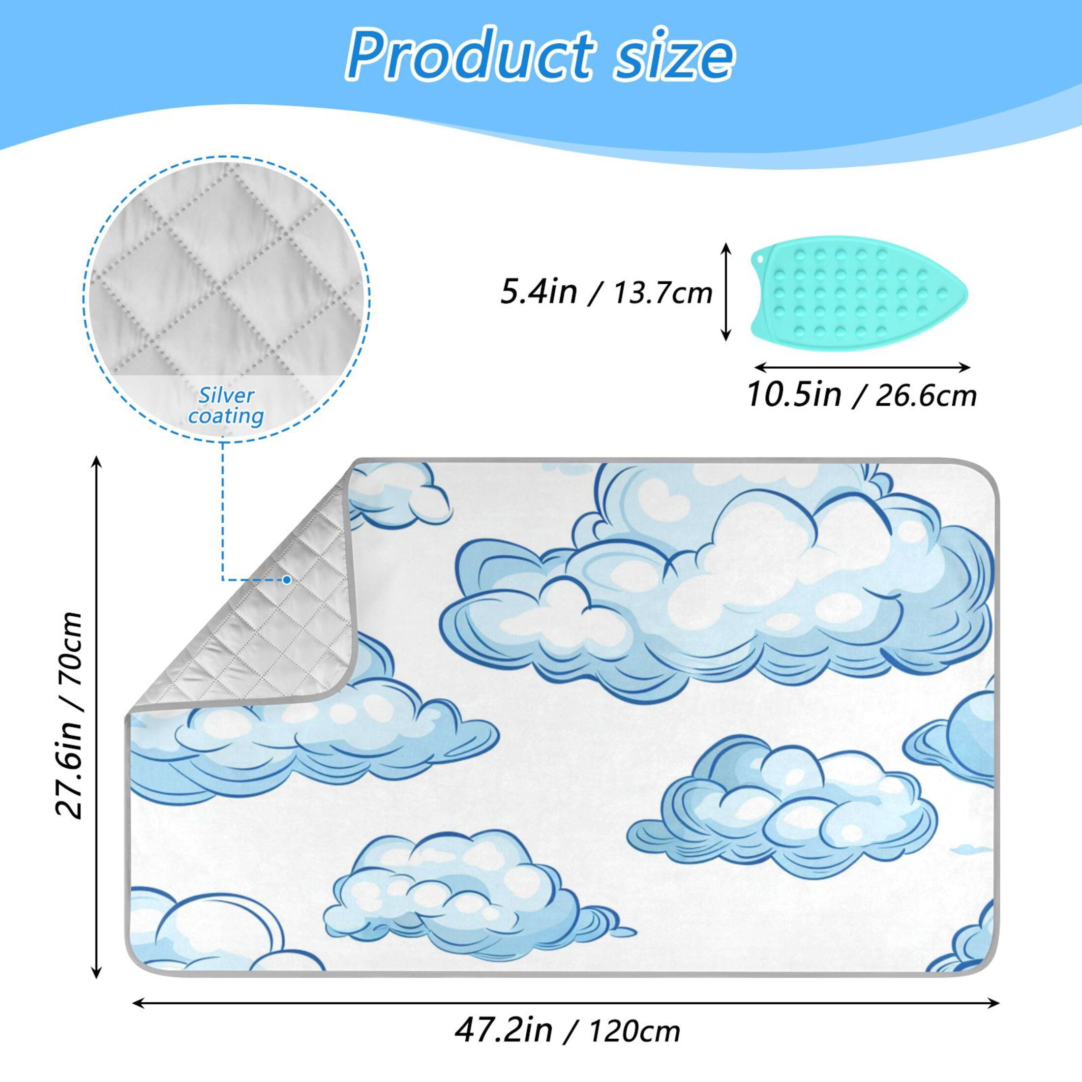 Blue Clouds Ironing Mat Blanket Portable Travel Ironing Pad Heat Resistant Pad 47.2" x 27.6”