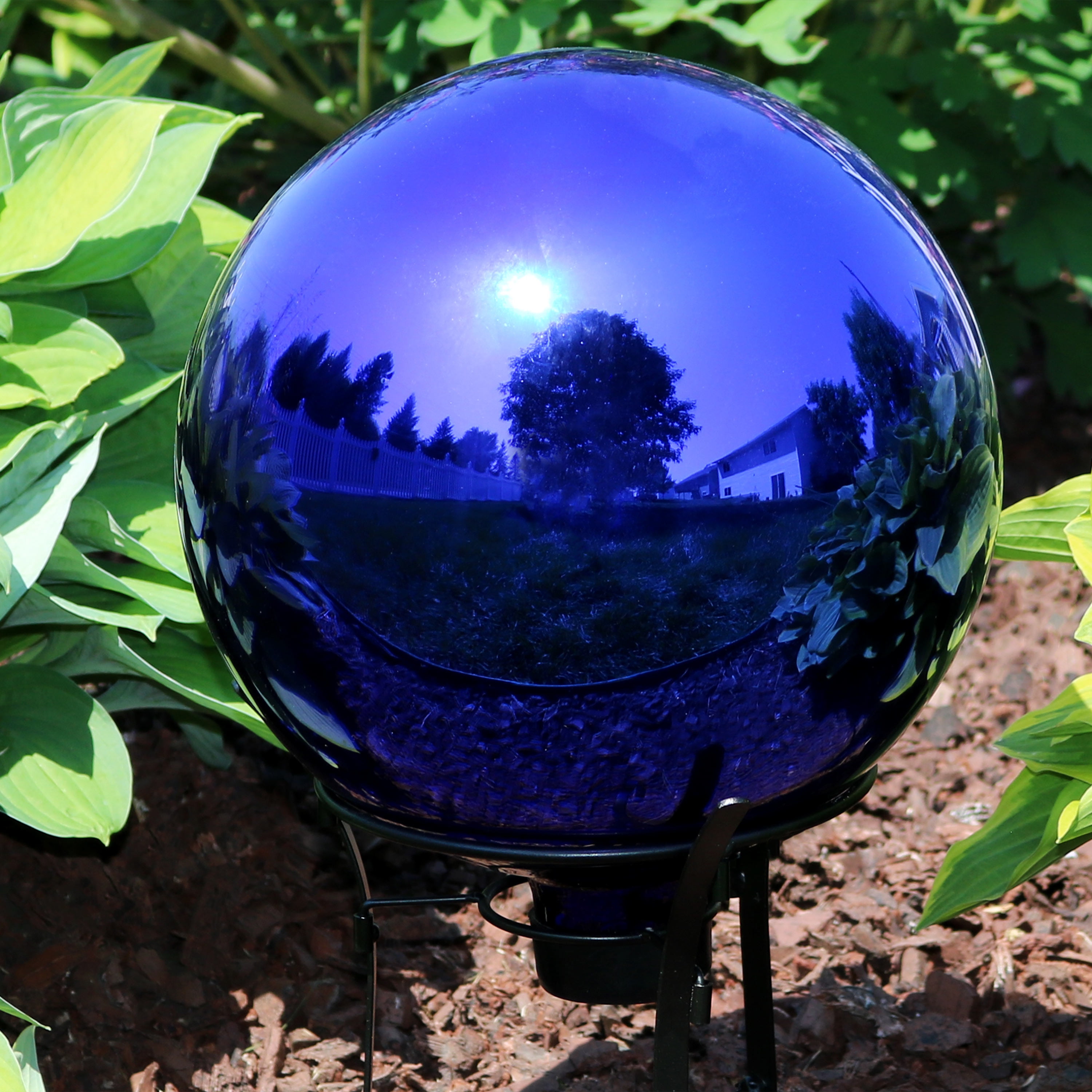 Sunnydaze Blue Mirrored Surface Glass Outdoor Garden Gazing Ball Globe