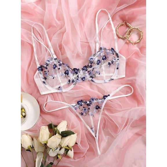 Lingerie Set Purple Floral