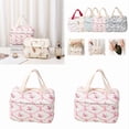 thumbnail image 6 of Lunch Bag 1 | Cute Floral Quilted Lunch Tote for Women with Front Pocket Insulated Cooler Bag for Work Easy Carry Lightweight Lunch Container#, 27X19X1.5 cm, Pink, 6 of 9
