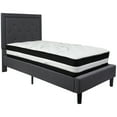thumbnail image 2 of Flash Furniture Roxbury Twin Size Tufted Upholstered Platform Bed in Dark Gray Fabric with Pocket Spring Mattress, 2 of 5