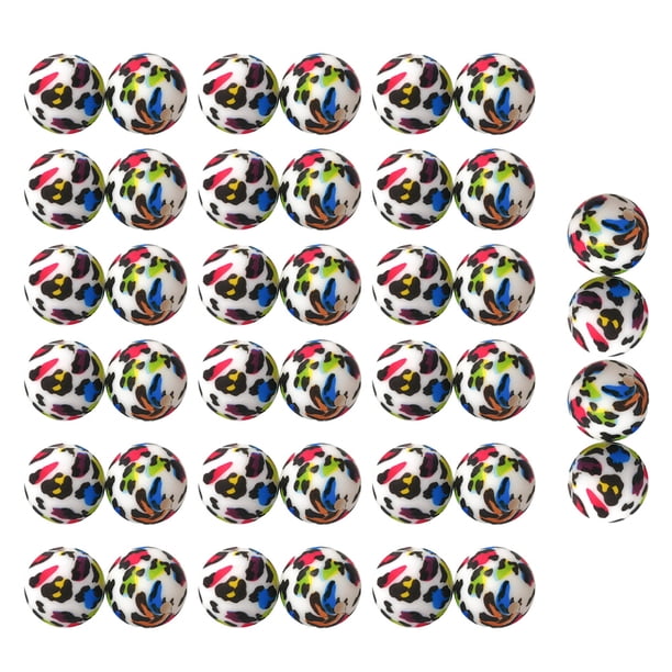 40 cuentas de silicona, cuentas de pulsera de collar DIY para joyería de conjunto artesanal, cuentas de silicona coloridas de 12 mm cuentas redondas surtidas a granel