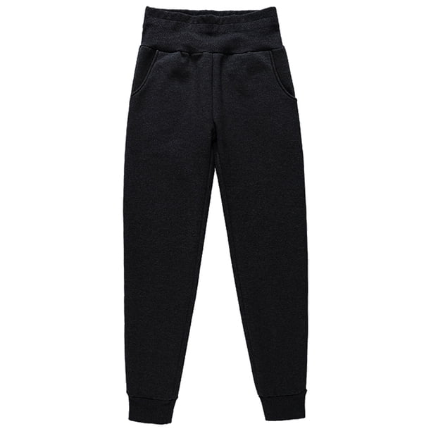 Pantalón de chándal de invierno con pantalón de cachemira, acolchado y alargado(negro)
