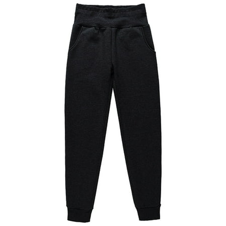 

Winter tracksuit pants with cashmere cashmere pants padded and lengthened（black） L，G30071