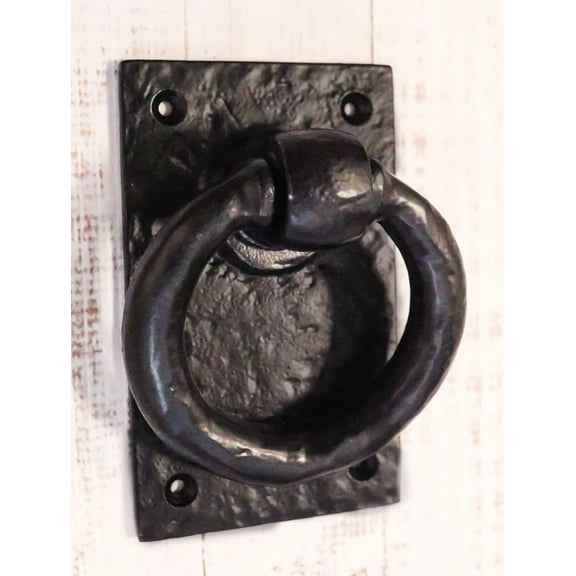 Cast Iron Rustic Deluxe Oxford Ring Swivel Door Knocker With Strike Plate Decor