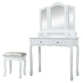 thumbnail image 4 of Makeup Vanity Table with Mirror, Wooden Dresser With Stool & 4 Drawers, 4 of 9