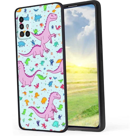 Compatible with Samsung Galaxy A51 4G Phone Case, Cute-Dinosaur-T-Rex-Dino-13 Case Men Women, Flexible Silicone Shockproof Case for Samsung Galaxy A51 4G