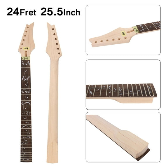 Maple Guitar Neck 24 Fret 25.5 inch Rosewood Fretboard Bolt on Style Vine Inlay