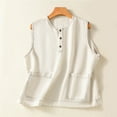 thumbnail image 5 of TKYCMSUAKI Womens Cotton Linen Tank Tops Crewneck Buttons Sleeveless Shirts Vintage Textured Solid Color T-Shirts Summer Casual Blouses with Pockets, 5 of 5