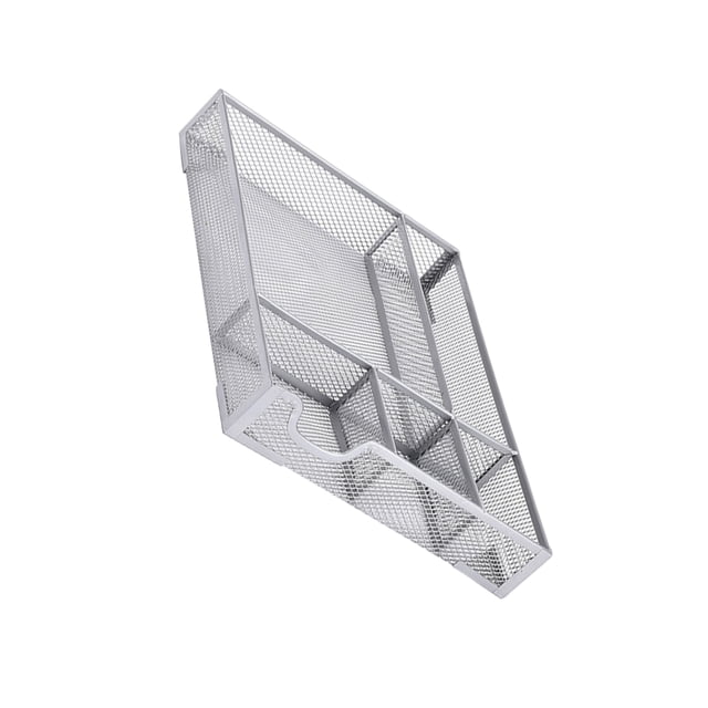 Cateissary Bandeja de metal con rejilla para almacenamiento de papelería elegante y ordenado Marco de almacenamiento de varios compartimentos Carpetas de archivos A5 plateado