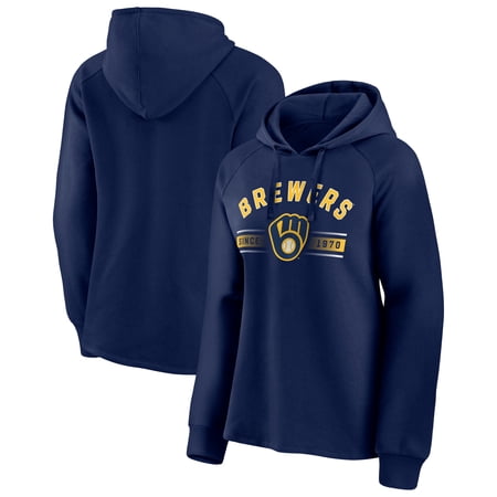 Women s Fanatics Navy Milwaukee Brewers Perfect Play Raglan Pullover Hoodie
