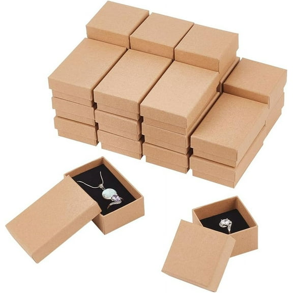 24 Pcs 2 Styles Cardboard Jewelry Boxes Rectangle Jewelry Gift Boxes with Lid Square Paper Present Boxes with Sponge Inside