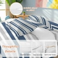 thumbnail image 2 of Navy Blue Bedding Duvet Cover Set Full Size 4 Pieces and Gray Stripe Contrast Minimalist Modern Art Bedding Set with Zipper Closure, 1 Comforter Cover 86x86 Inches 1 Flat Sheet & 2 Pillow Cases, 2 of 7