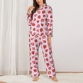 thumbnail image 2 of Fotbe Hand Drawn Strawberry Pattern Long Sleeve Pajama Set for Women,Sleepwear Set,2-piece Loungewear Set,Soft PJs Comfy Nightwear with Pockets -Large, 2 of 7