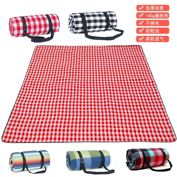 FlyFlise Picnic mat outdoor moisture-proof mat waterproof camping mat portable waterproof thickened field camping acrylic cloth red and white grid red and white grid 2m*2m