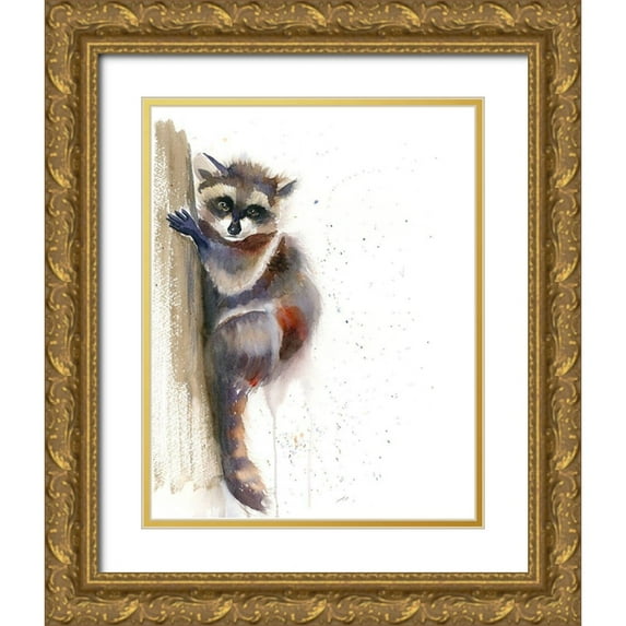 Shefranov, Olga 20x24 Gold Ornate Wood Framed with Double Matting Museum Art Print Titled - Raccoon II