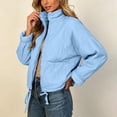 thumbnail image 5 of Chiccall Women's Cotton Padded Jacket, Long Sleeve Winter Casual Quilted Coat with Pockets, Lightweight Warm Outerwear Sky Blue 2XL, 5 of 8