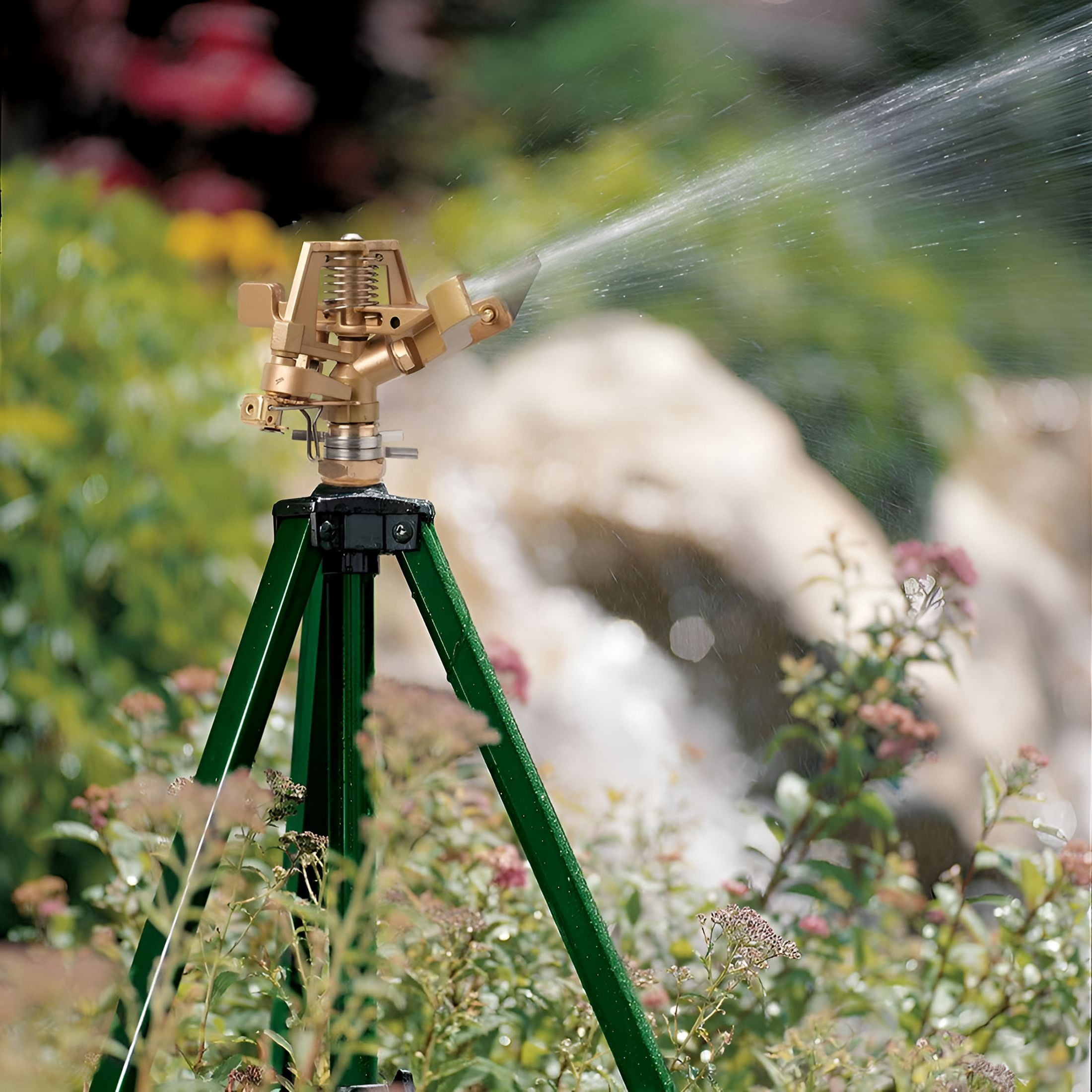 BPPEG Tripod Lawn Zinc Impact Sprinkler - 360 Degree Rotating Sprinkler