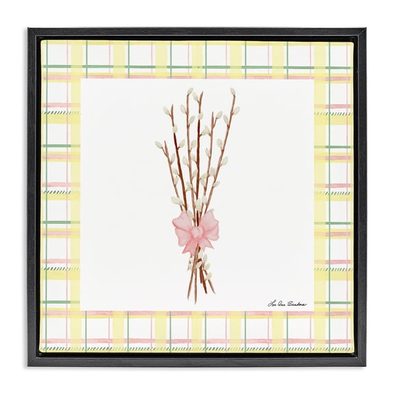 Pastel Spring Pussy Willow Black Framed Floater Canvas Wall Art, design by Lee Ann Sanders