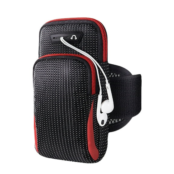 Fiber large-capacity arm sleeve for men and women mobile phone bag wrist bag fitness arm bag - red