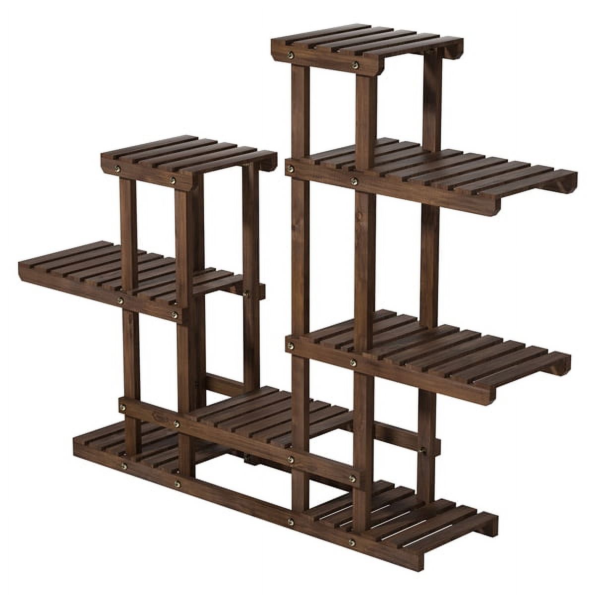 SmileMart 6-Tier Wooden Flower and Plant Display Stand for Garden, 38" H, Brown - image 4 of 9