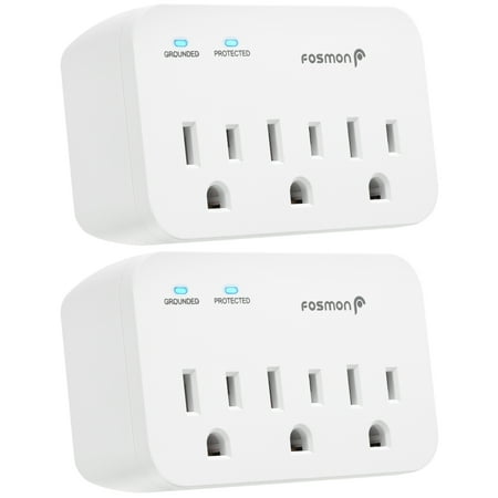 Fosmon 3 Outlet Surge Protector (2 Pack)  1200J Wall Mount Multi Plug Adapter Tap Extender  1875 Watts Portable Travel Size for Indoor  Office  Dorm Room Essential  Grounded  ETL Listed price history on PriceWatchPro