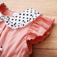 thumbnail image 6 of Baby Girls Dress Ruffle Sleeve Wave Point Print Doll Collar Dress 1PCS Summer Dress 9-12 Months, Pink, 6 of 7
