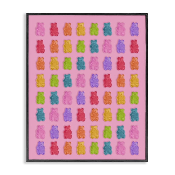 Stupell Industries Contemporary Rainbow Gummy Bear Candies Black Framed Giclee Art, 11 x 14, by LISH Creative