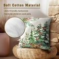 thumbnail image 4 of Christmas Throw Pillow Covers 16x16 Set of 2, Winter Xmas Pine Branches Red Berry Bells Decorative Pillow Cases Farmhouse Cotton Square Cushion Cover for Couch Sofa Bed, 4 of 6