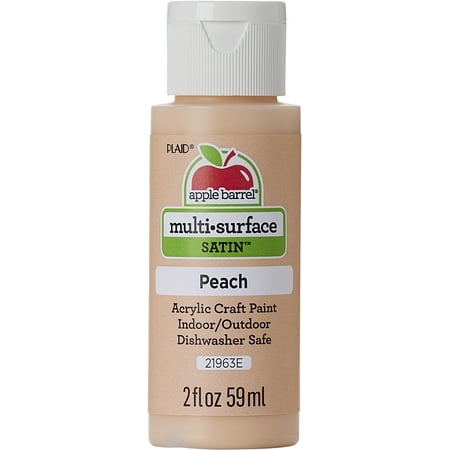 Apple Barrel Multi-Surface Acrylic Craft Paint, Satin Finish, Peach, 2 fl oz