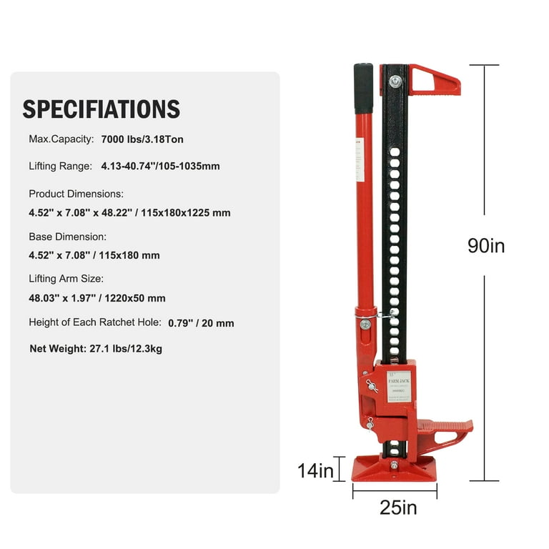 Huloretions 33 Inch Utility Farm Jack,6600 Lbs Largr Weight