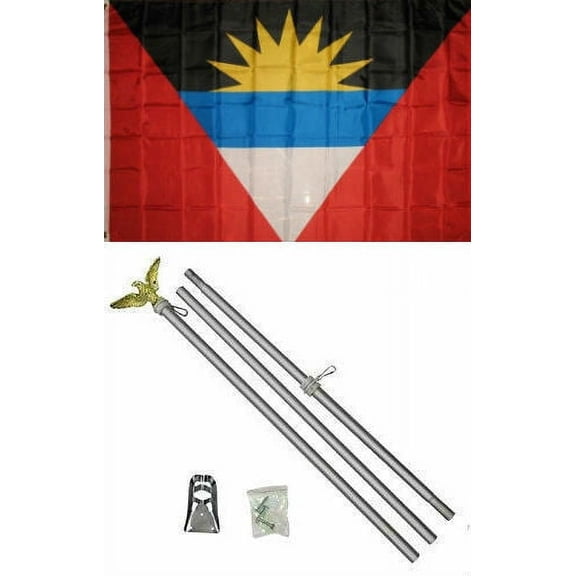 3x5 Antigua and Barbuda Flag Aluminum Pole Kit Set 3'x5'