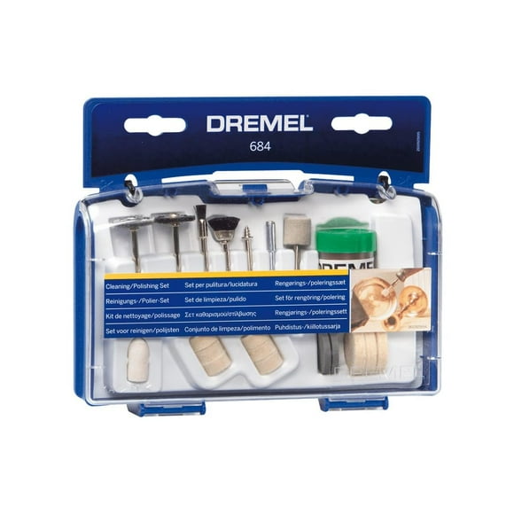 Dremel 684-01 Kit d'Accessoires de Nettoyage et de Polissage Rotatif 20 Pcs avec Étui - Comprend des Roues de Polissage, des Embouts de Polissage et un Composé de Polissage