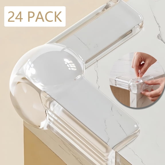 24 Pack Table Corner Protectors, Clear PVC L-Shaped Furniture Edge Guards, Baby Safety Corner Bumpers for Glass Coffee Tables, Cabinets, and Desks